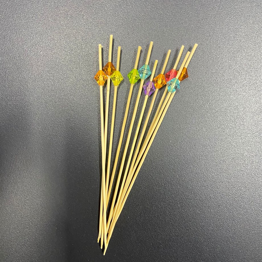  BAMBU KÜRDAN RENKLİ BONCUKLU 12 CM 10 ADET YY-03