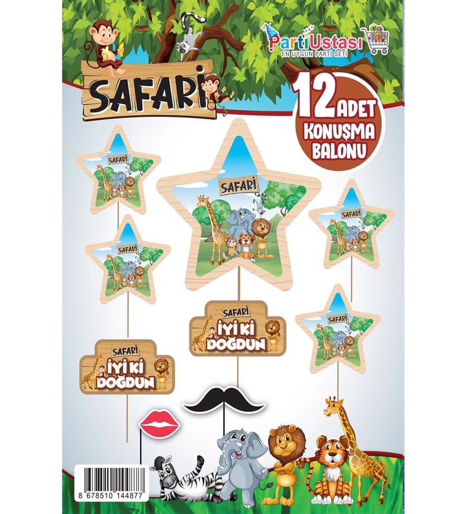  KONUŞMA BALONU SETİ 12 ADET SAFARİ