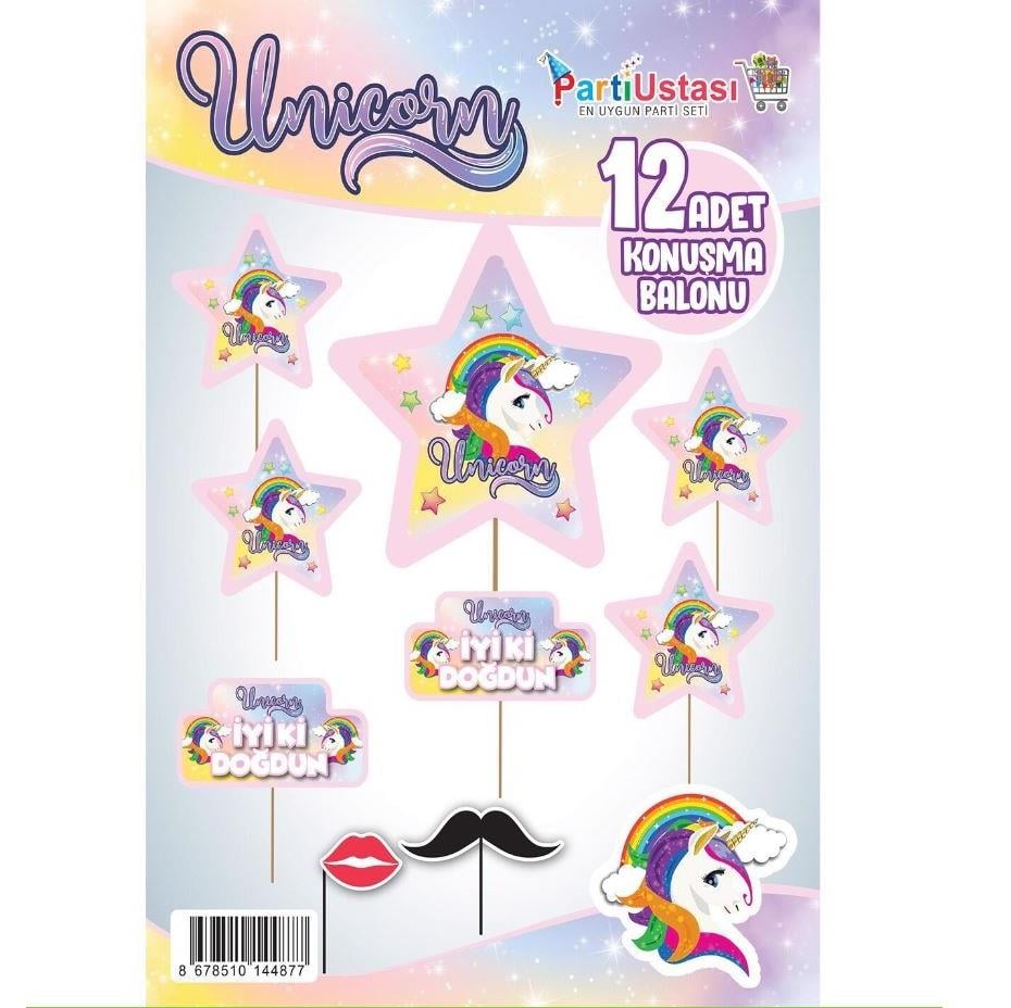  KONUŞMA BALONU SETİ 12 Lİ UNICORN