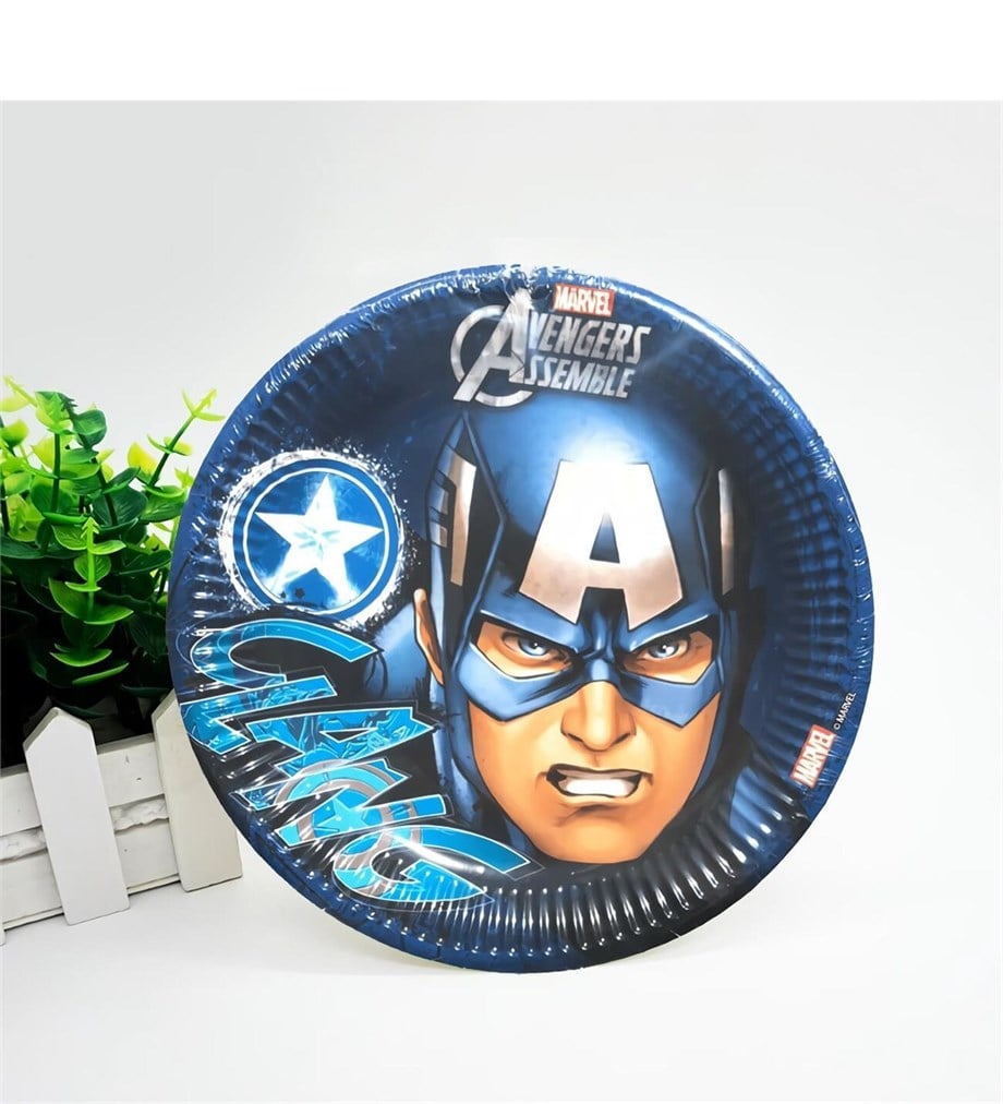  TABAK CAPTAIN AMERİCA 23 CM 8 ADET LİSANSLI
