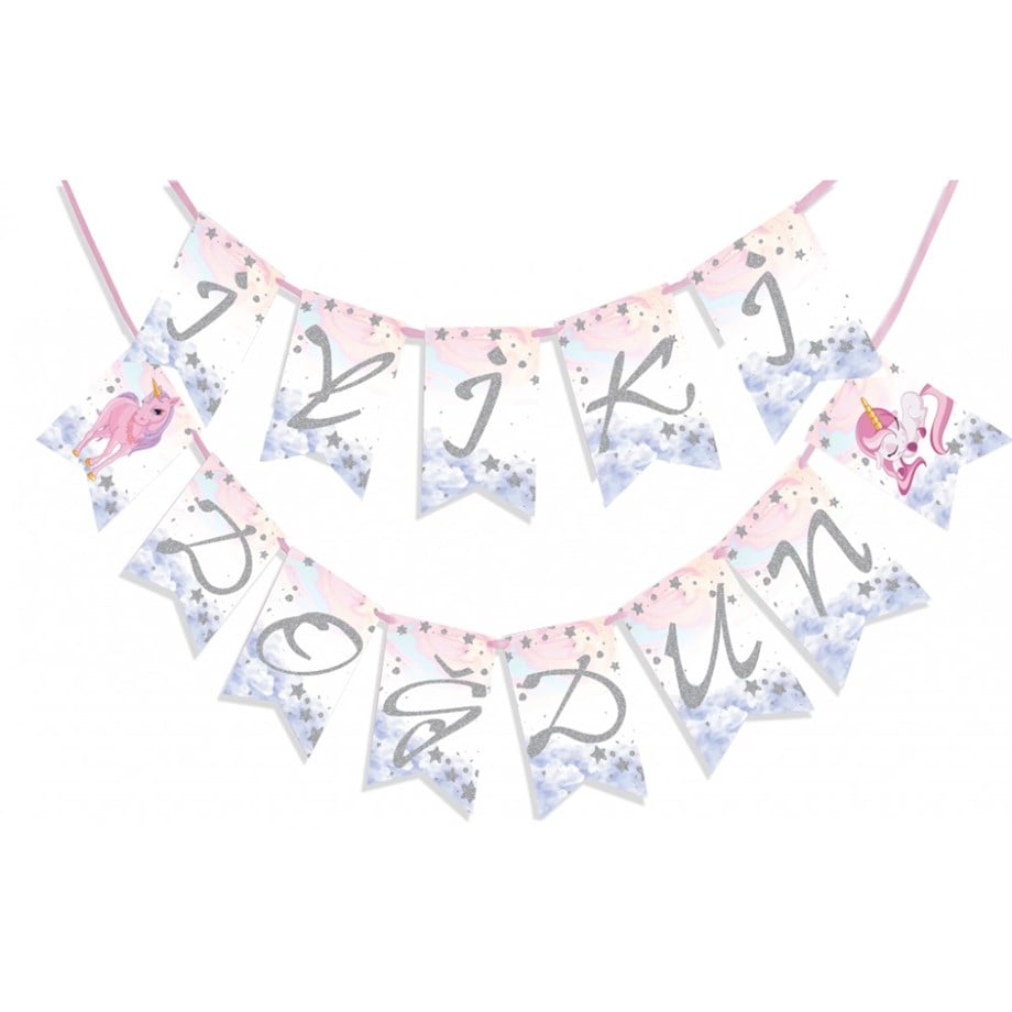 İYİKİ DOĞDUN UNICORN PEMBE-GÜMÜŞ BNR-056