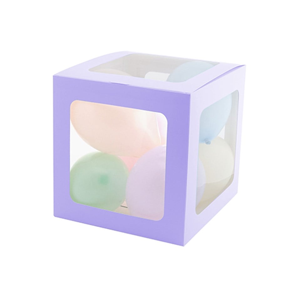 ŞEFFAF BALON KUTUSU 25 CM MAKARON MOR