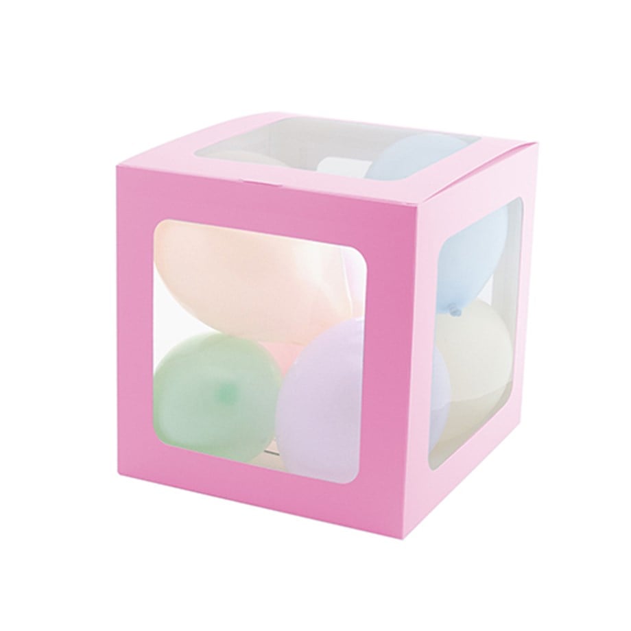 ŞEFFAF BALON KUTUSU 25 CM MAKARON PEMBE