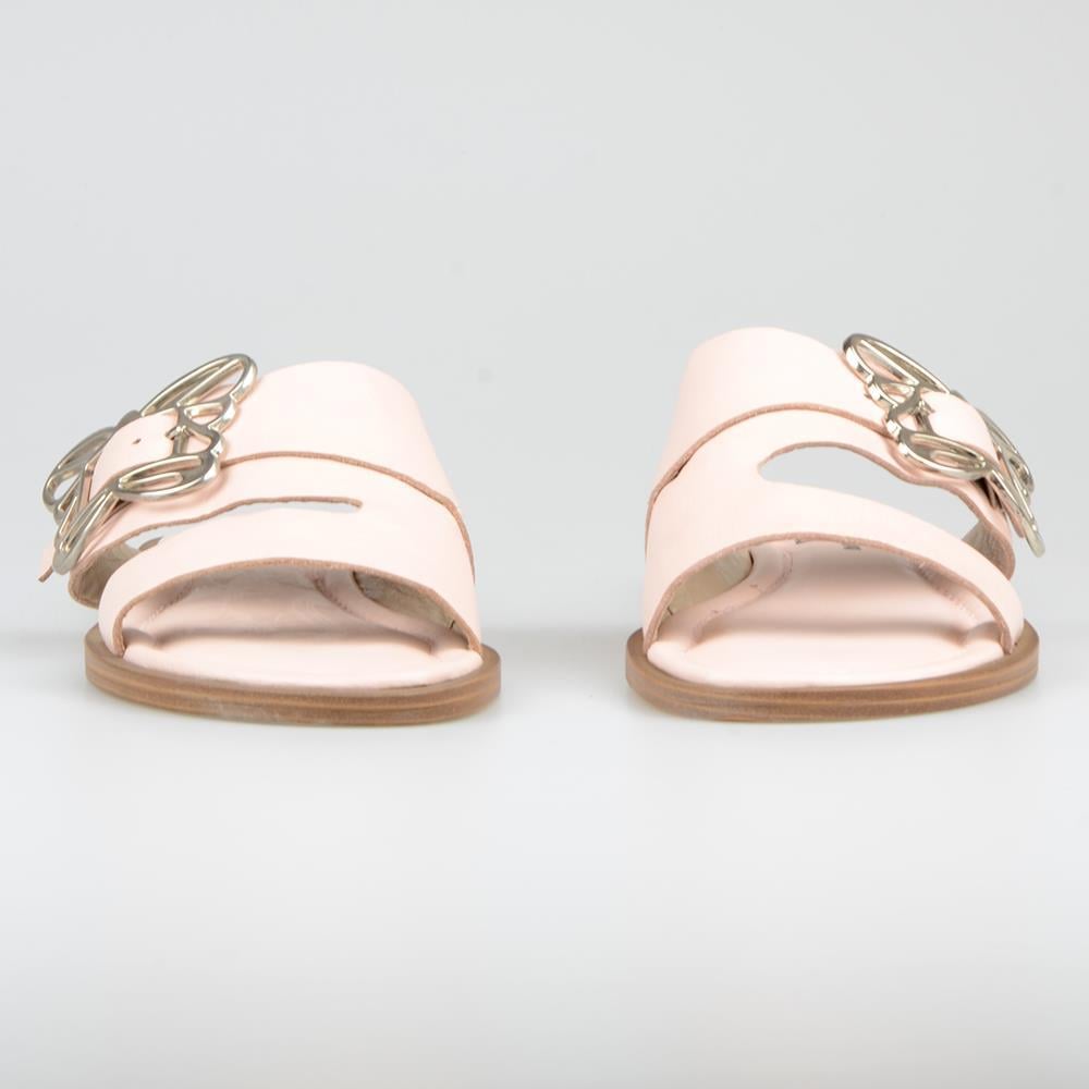 Light Pink Leather Women Slippers For Summer Pink