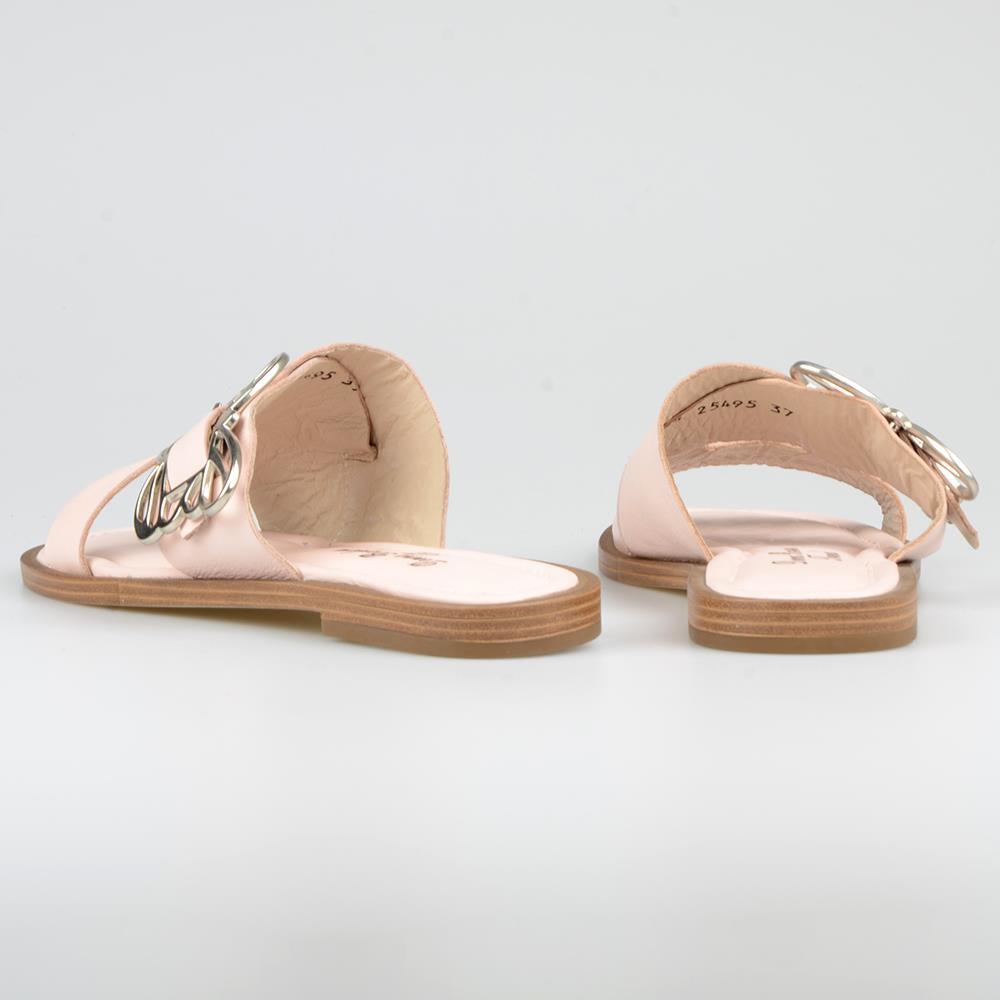 Light Pink Leather Women Slippers For Summer Pink
