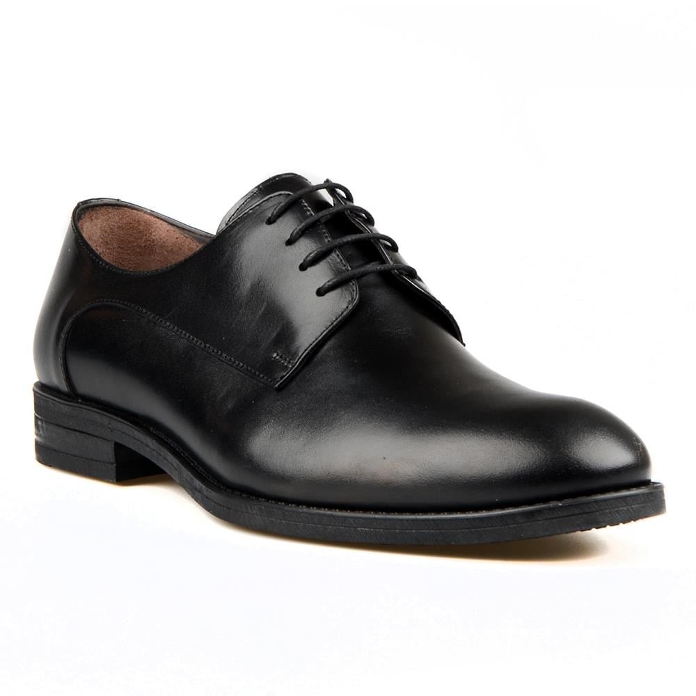 Black Leather Men's Big Size Shoes