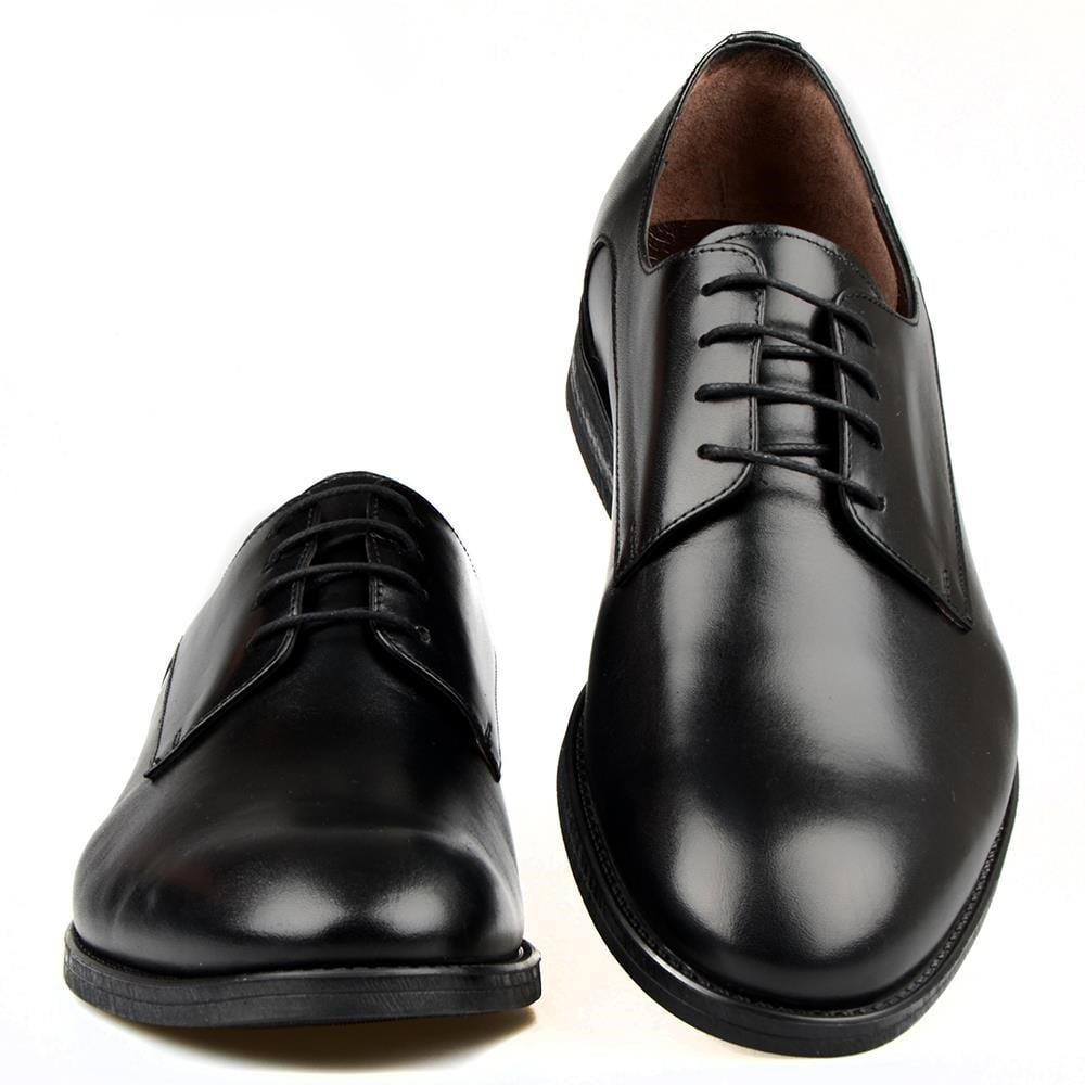 Black Leather Men's Big Size Shoes