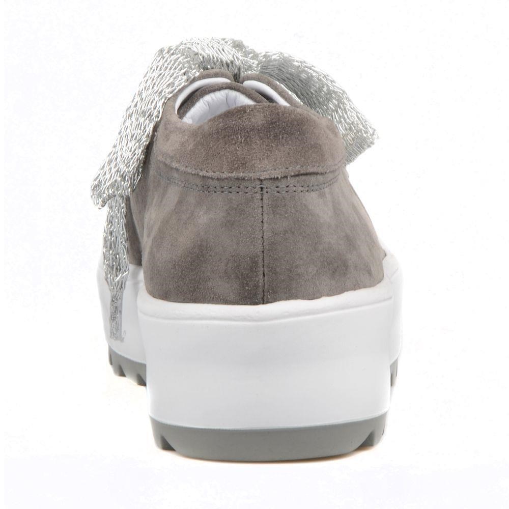 Bağcıklı Gri Süet Yüksek Taban Kadın Sneaker