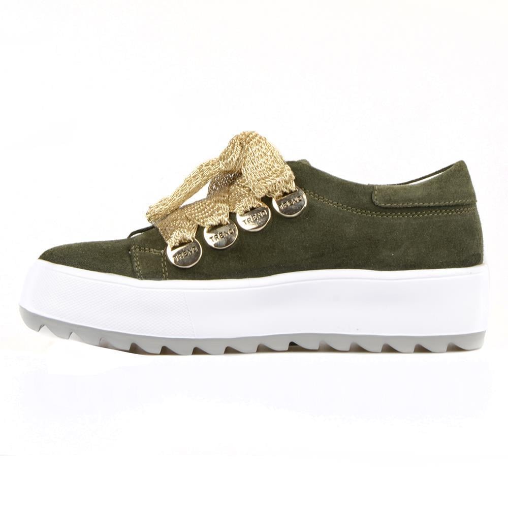 Women's Sneakers Lace Up Khaki Suede