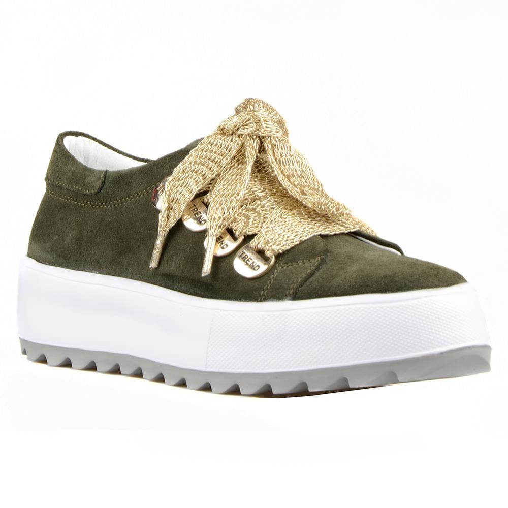 Women's Sneakers Lace Up Khaki Suede