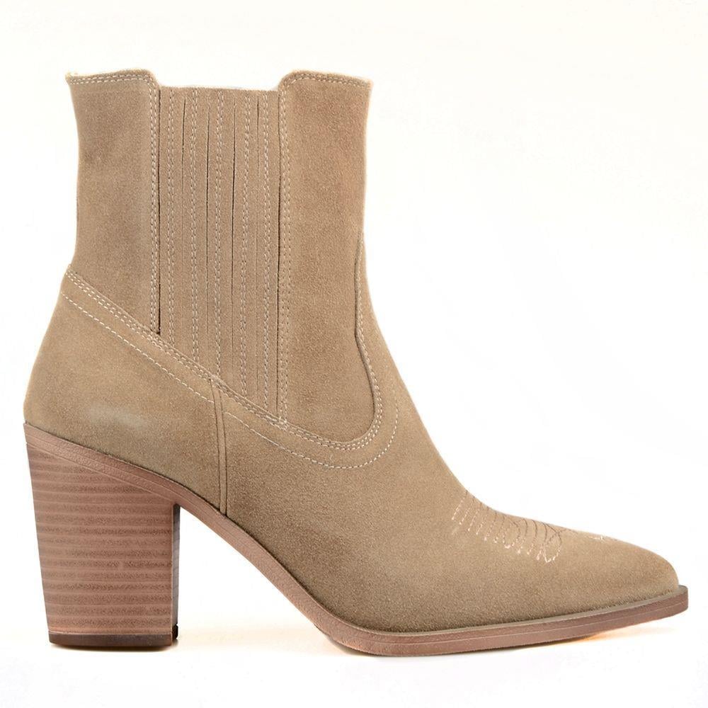 Women's Suede Beige Cowboy Boots