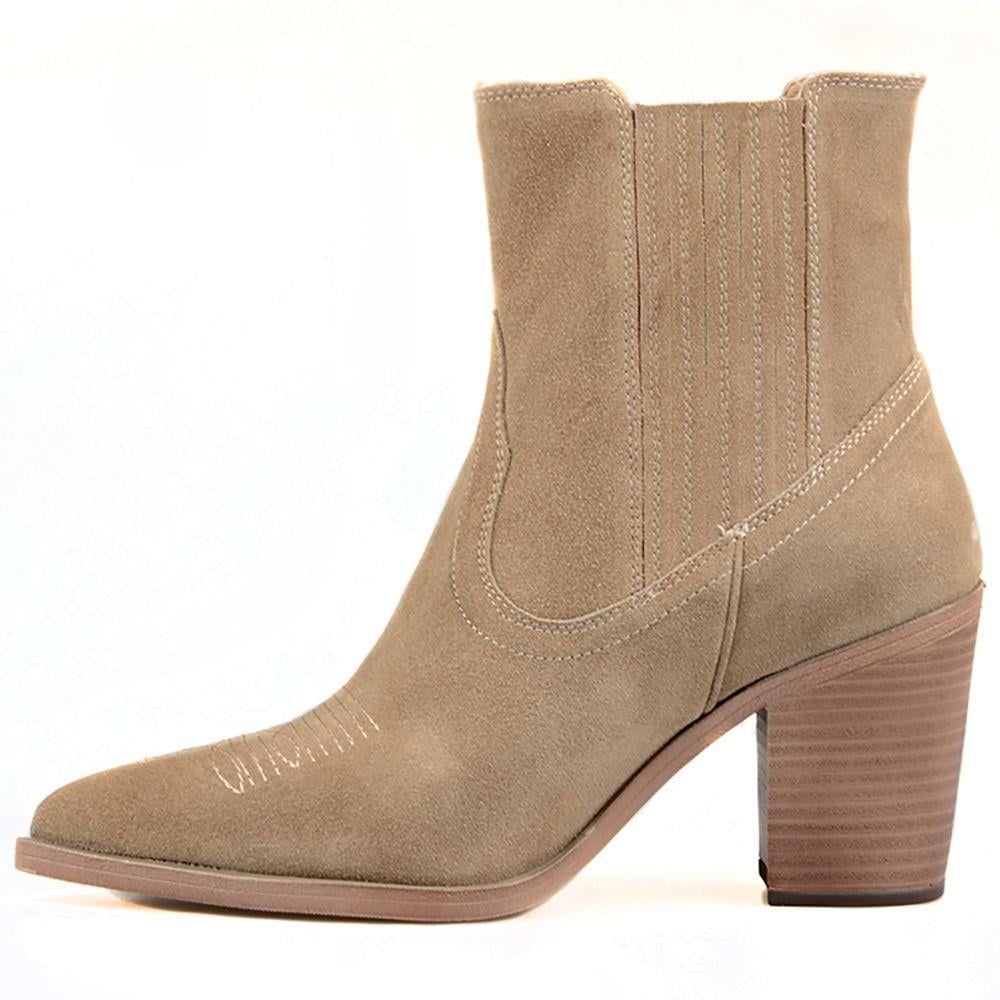 Women's Suede Beige Cowboy Boots