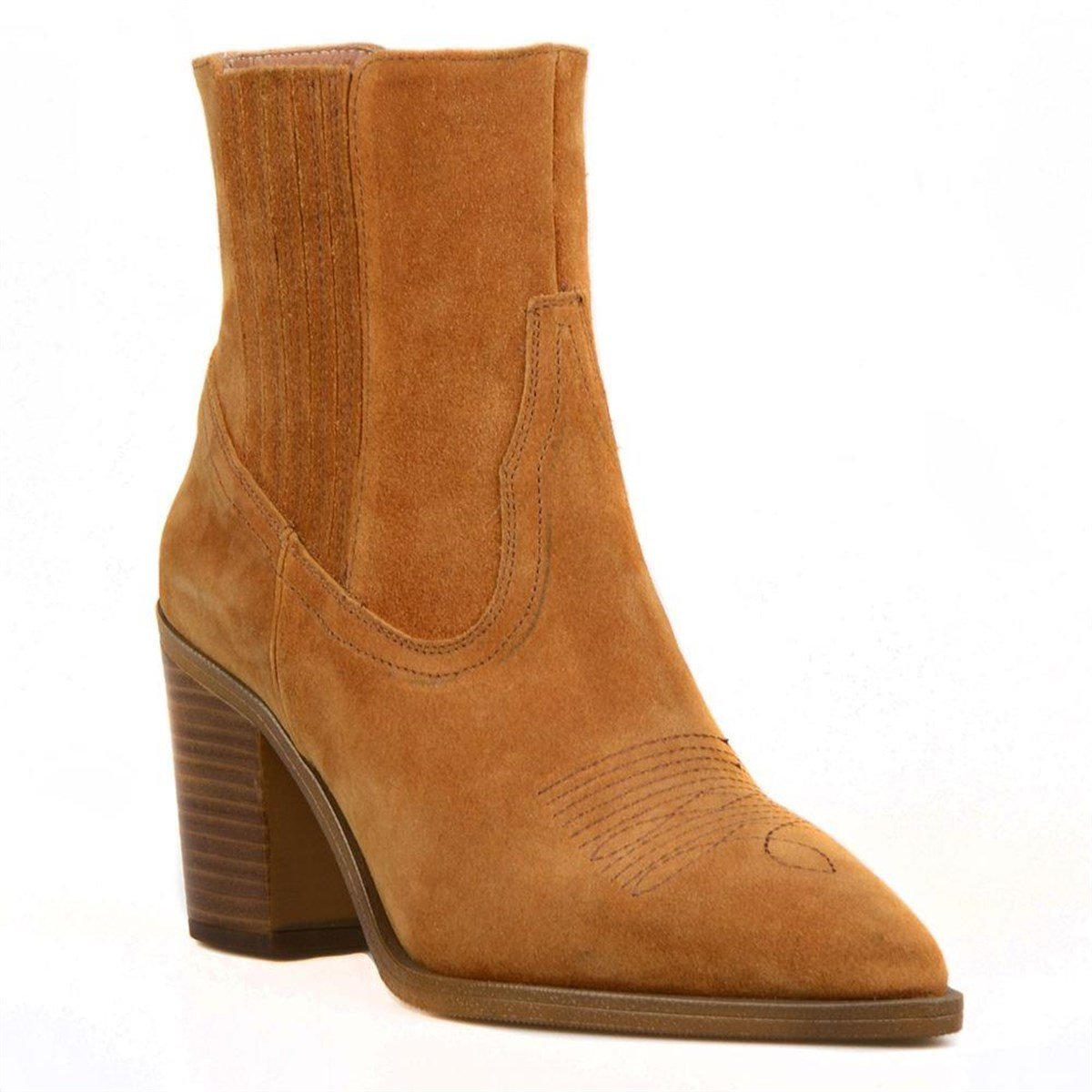 Women's Suede Tan Cowboy Boots