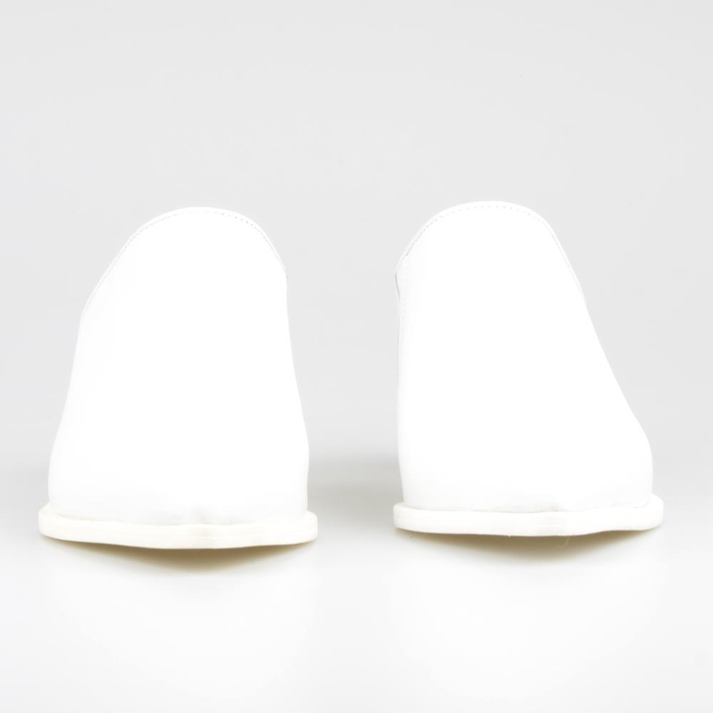 White Leather Pointed Toe Women's Slippers