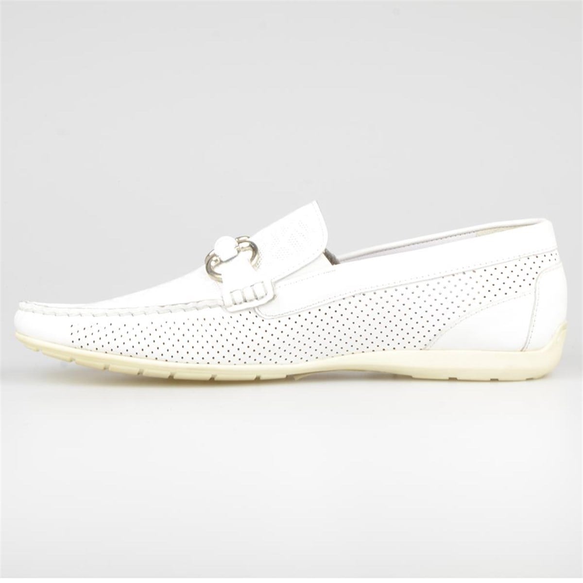 White Leather Men's Loafers Slip On Summer