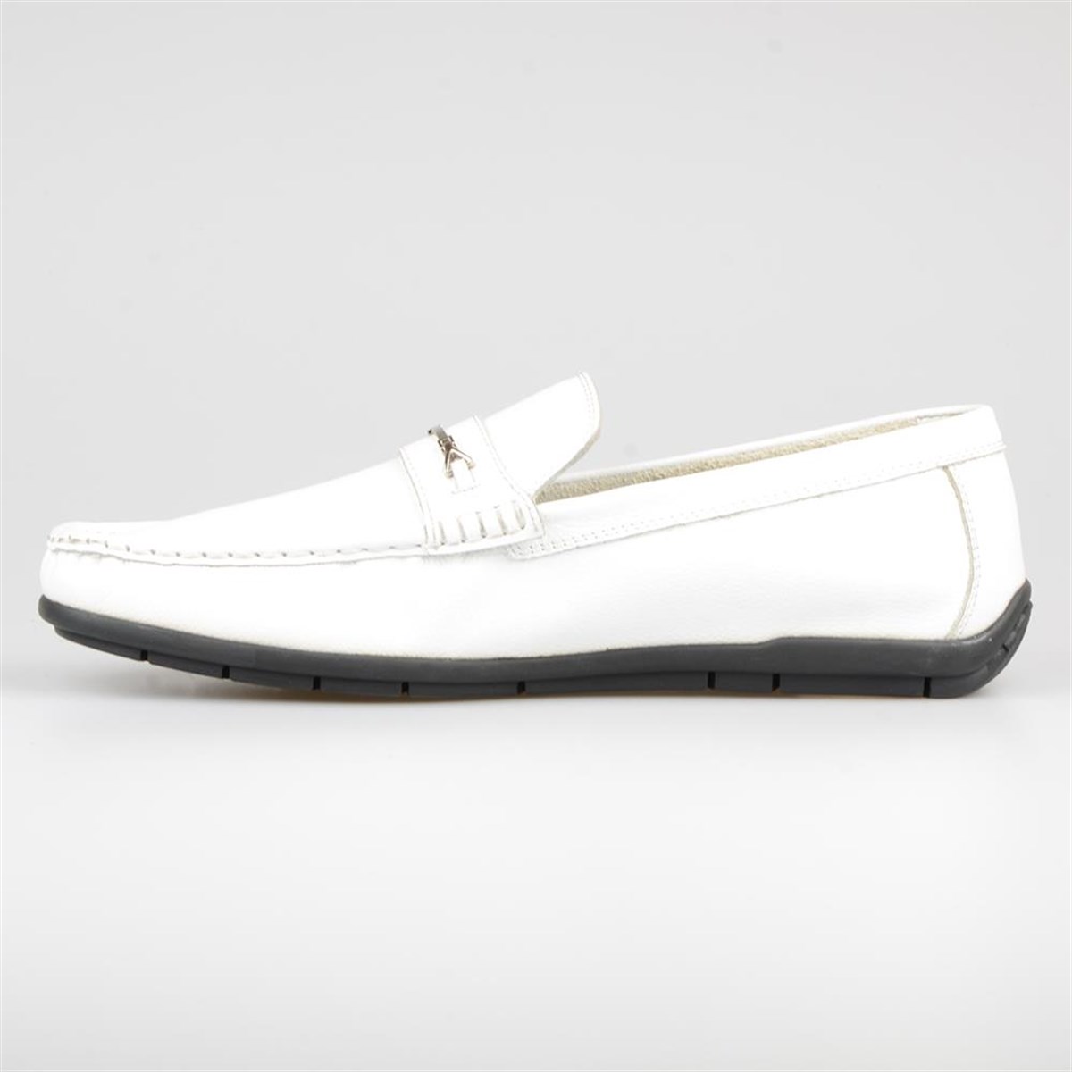 White Men Leather Moccasin Shoes for Summer