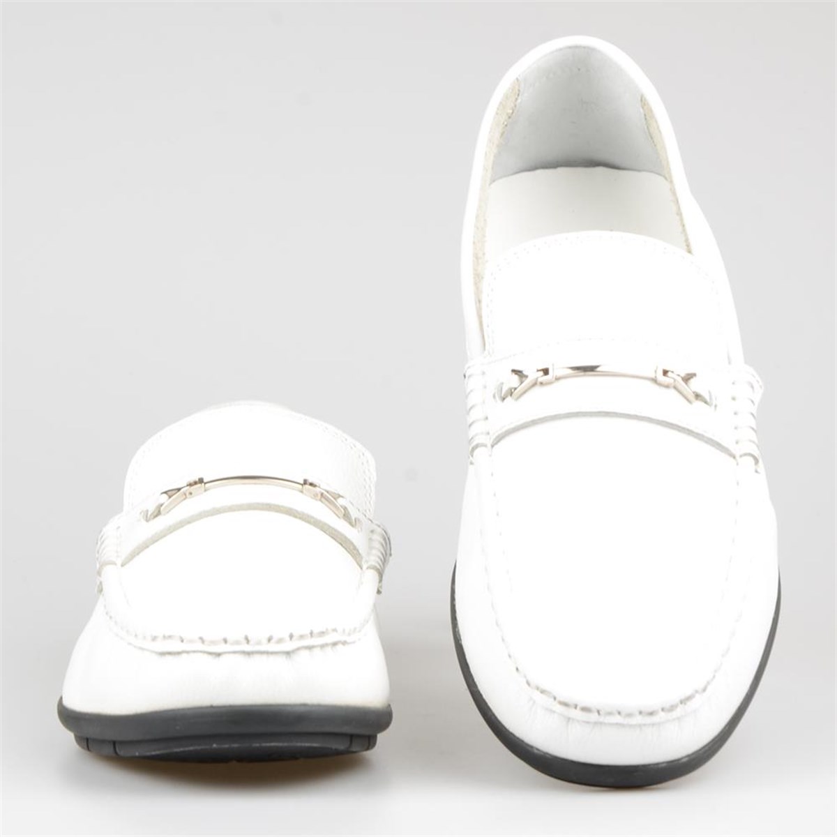 White Men Leather Moccasin Shoes for Summer