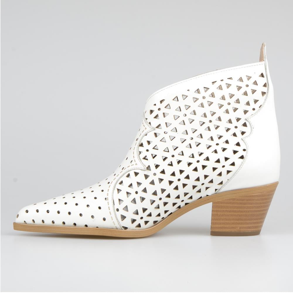 White Women's Cowboy Ankle Boots For Summer