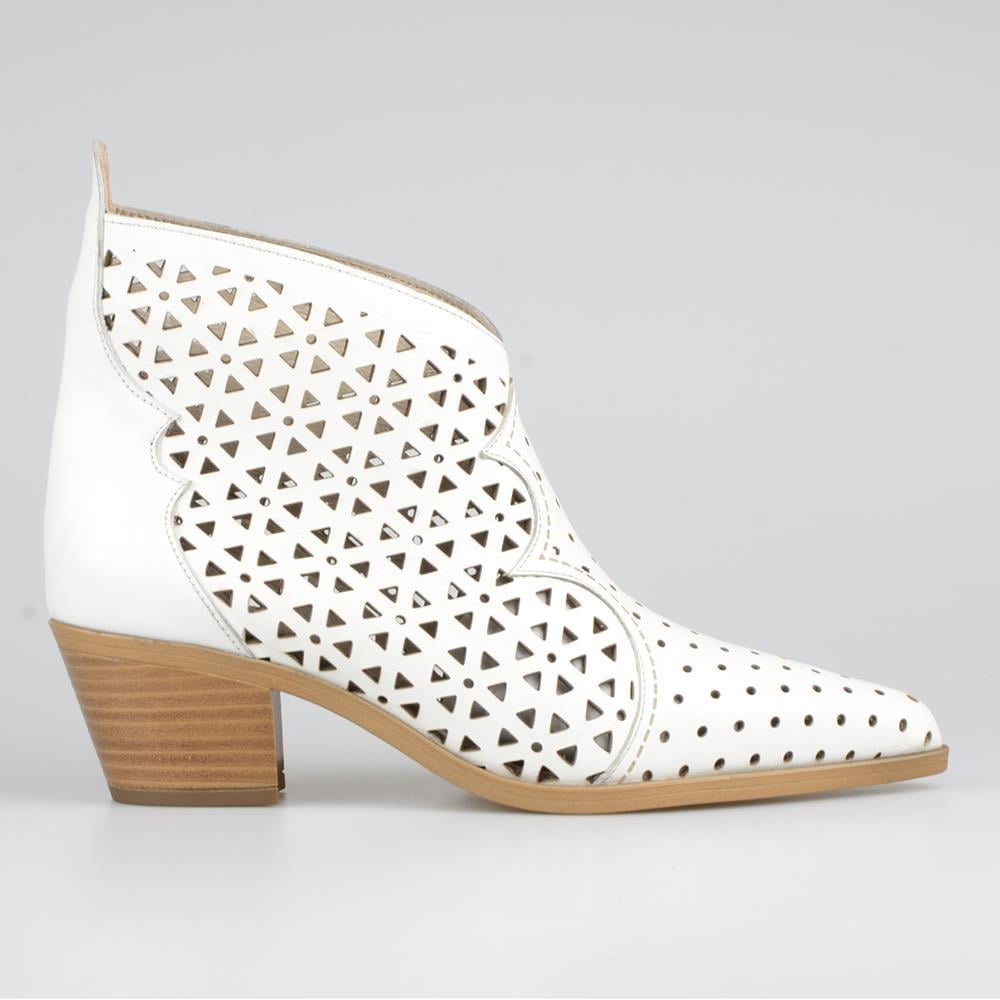 White Women's Cowboy Ankle Boots For Summer