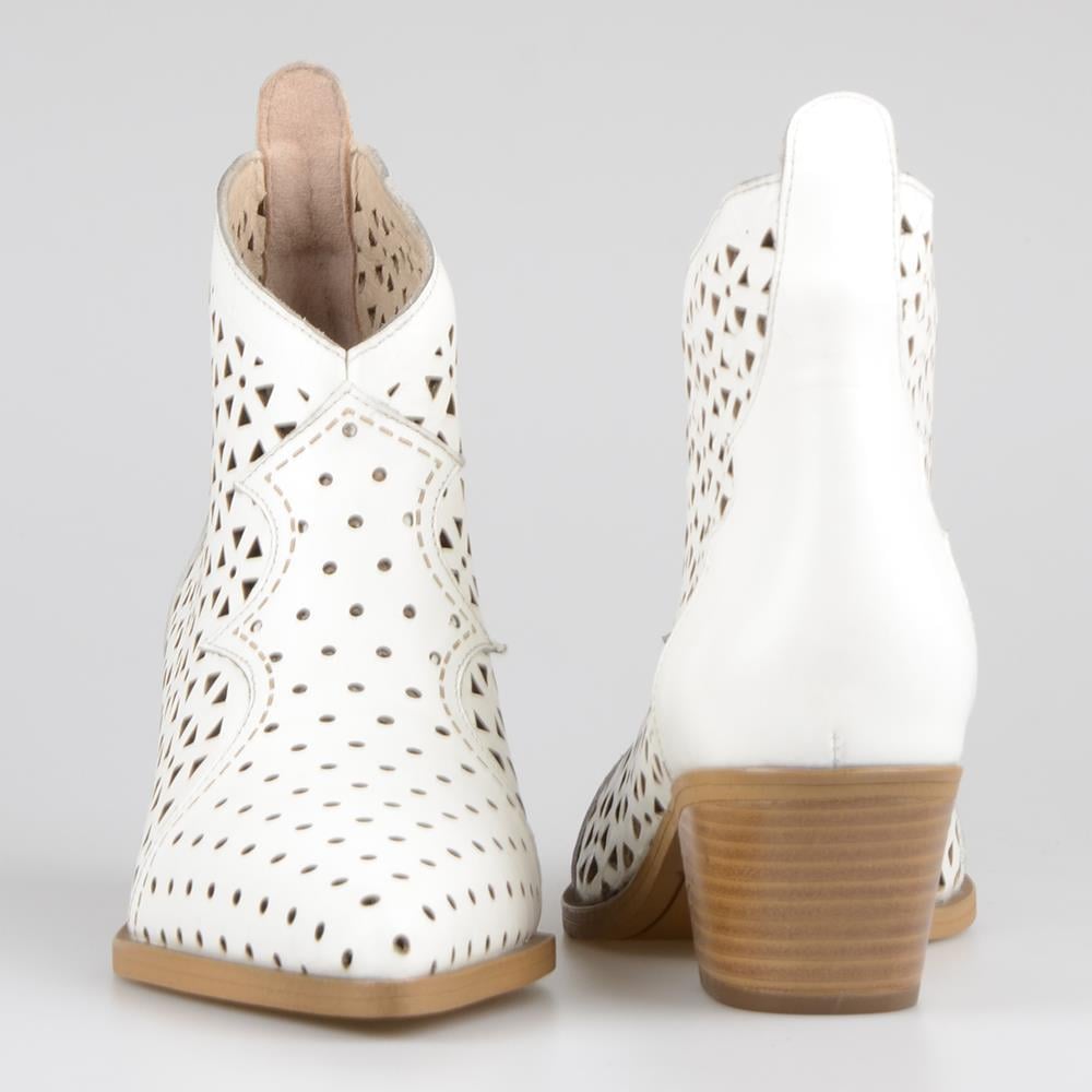 White Women's Cowboy Ankle Boots For Summer