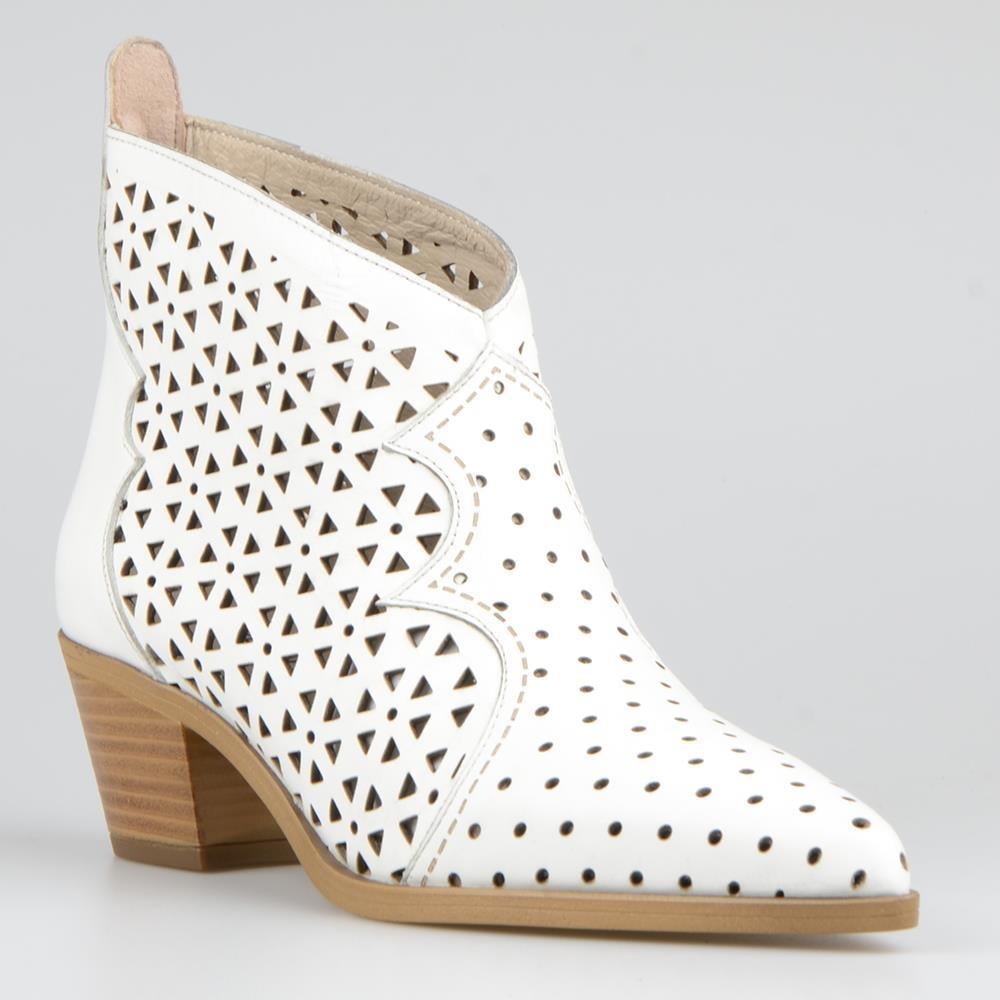 White Women's Cowboy Ankle Boots For Summer