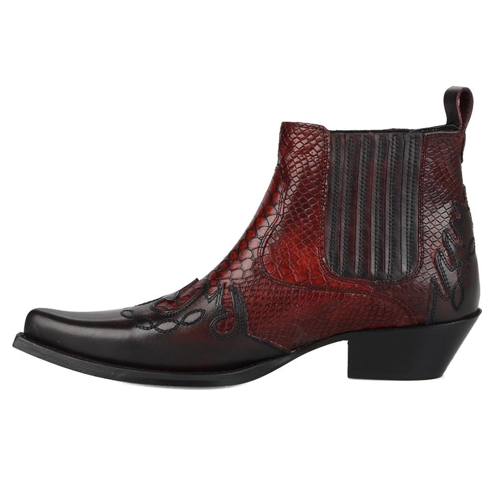 Burgundy Men's Cowboy Ankle Boots