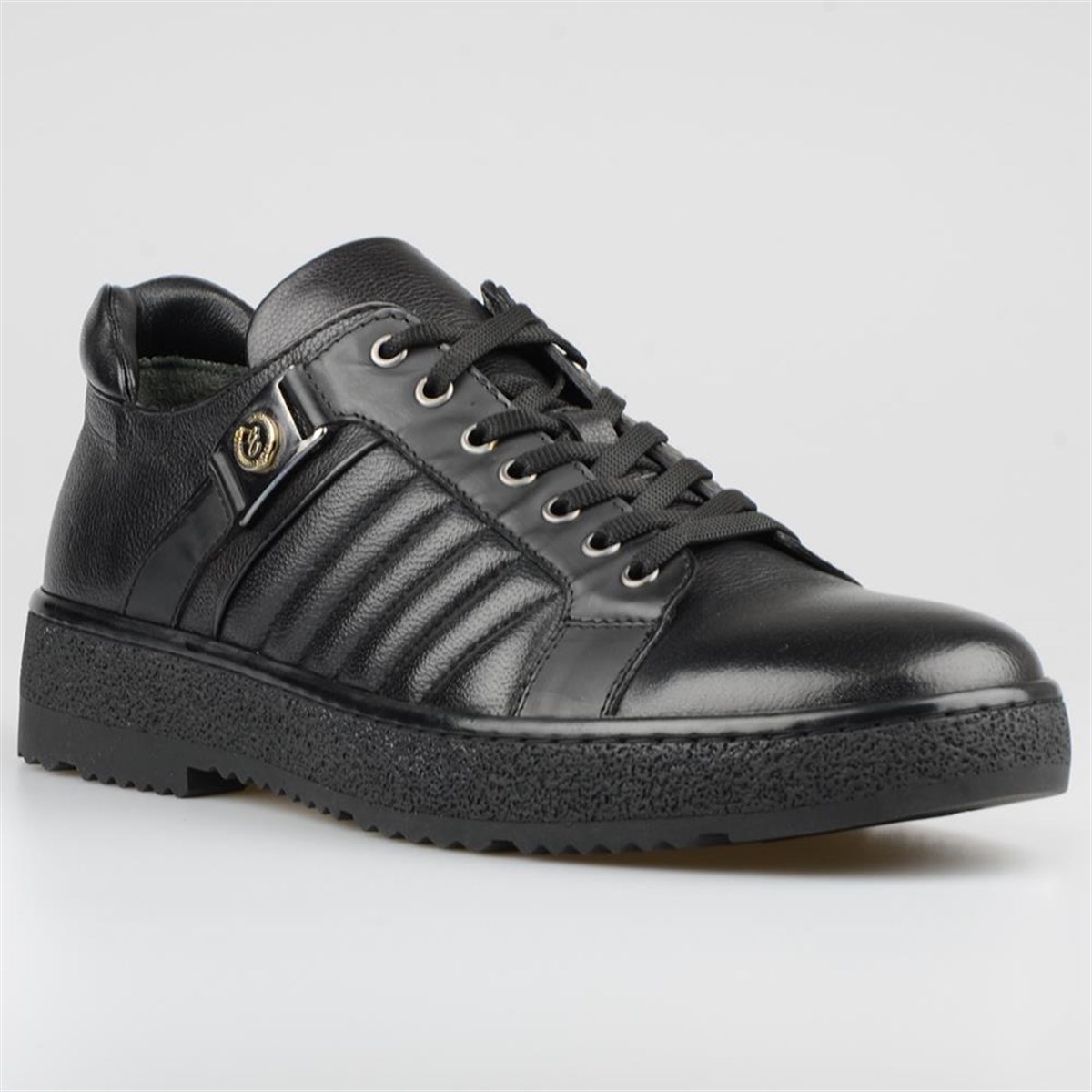 Black Leather Casual Men's Shoes