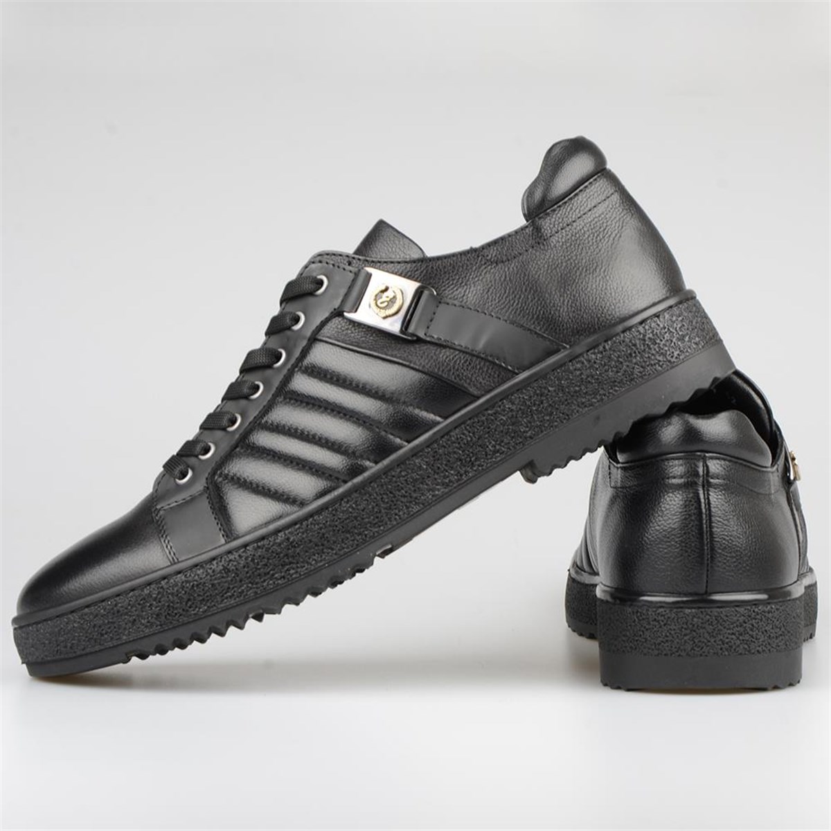Black Leather Casual Men's Shoes