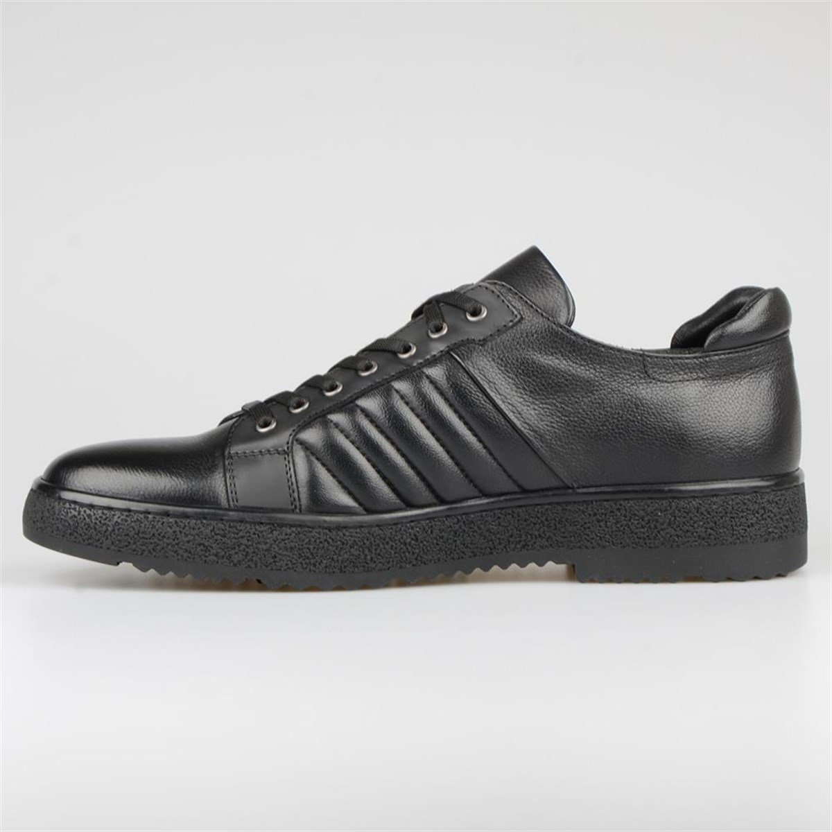 Black Leather Casual Men's Shoes