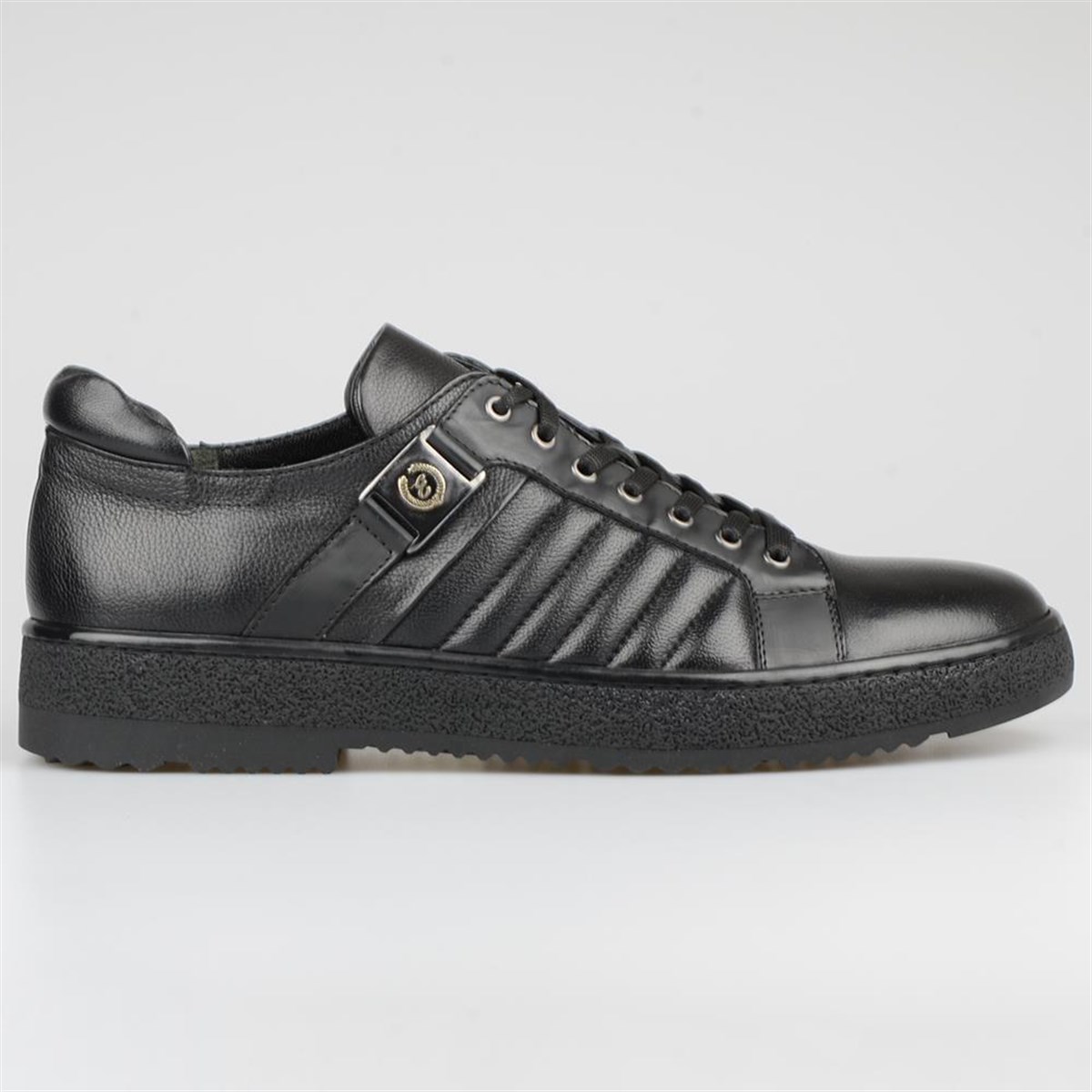 Black Leather Casual Men's Shoes