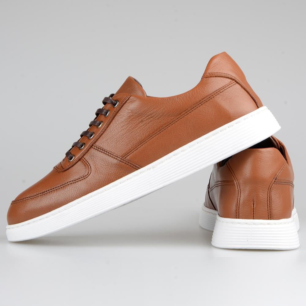 Tan Leather Men's Sneakers Casual Sports Shoes