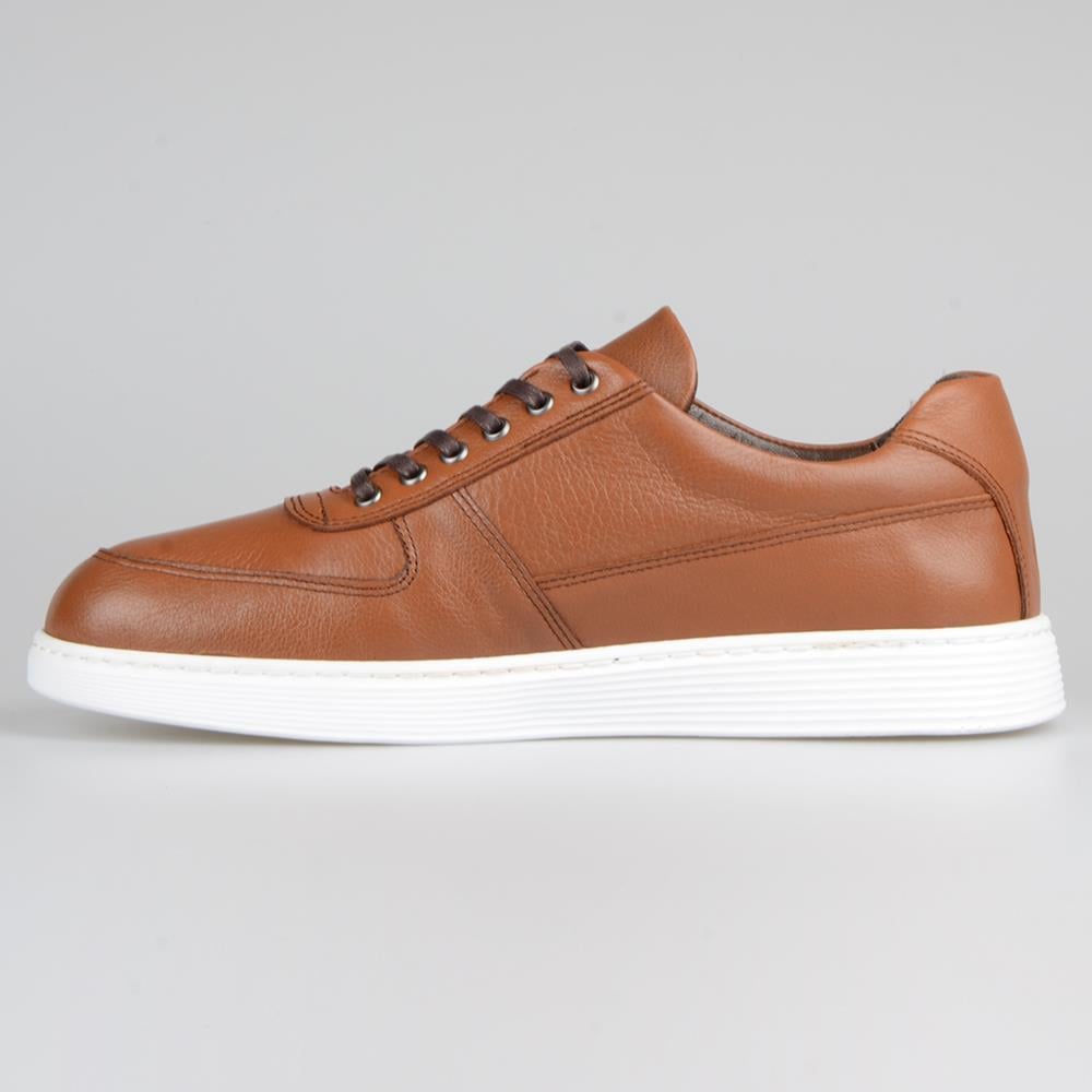 Tan Leather Men's Sneakers Casual Sports Shoes