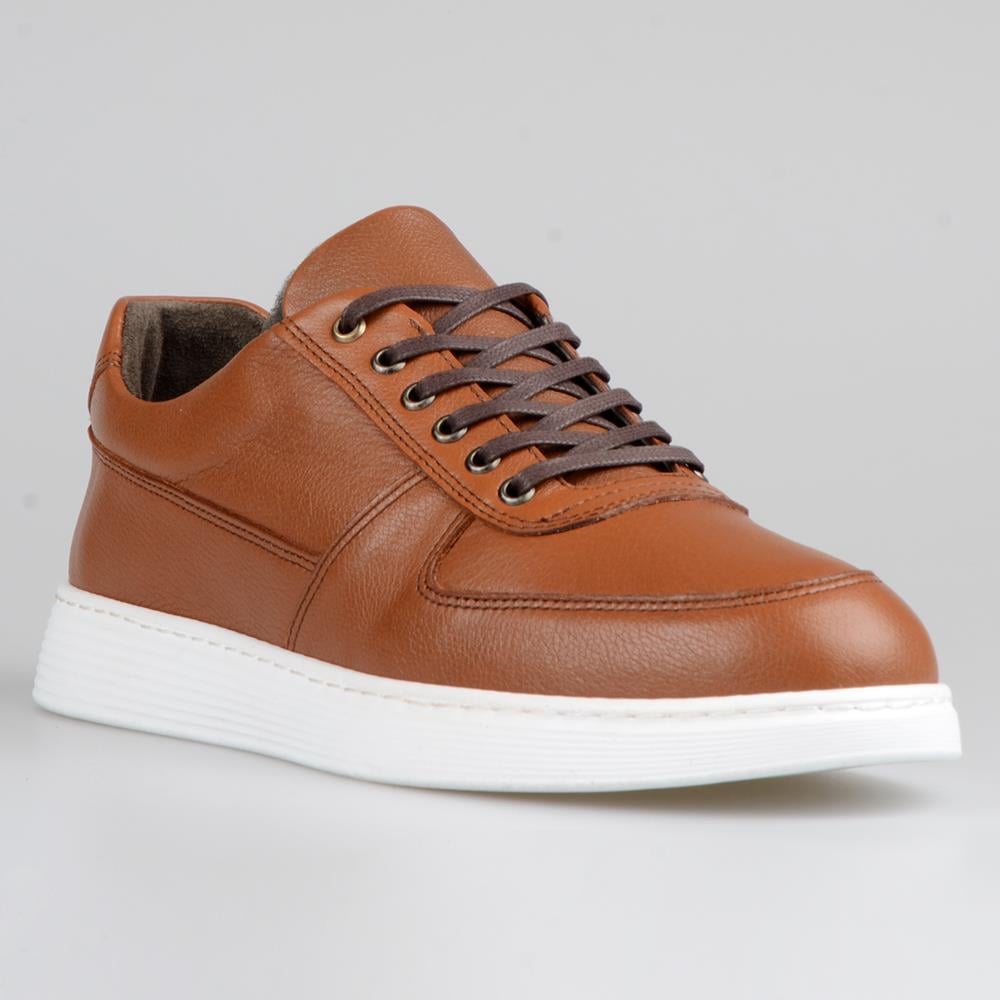 Tan Leather Men's Sneakers Casual Sports Shoes