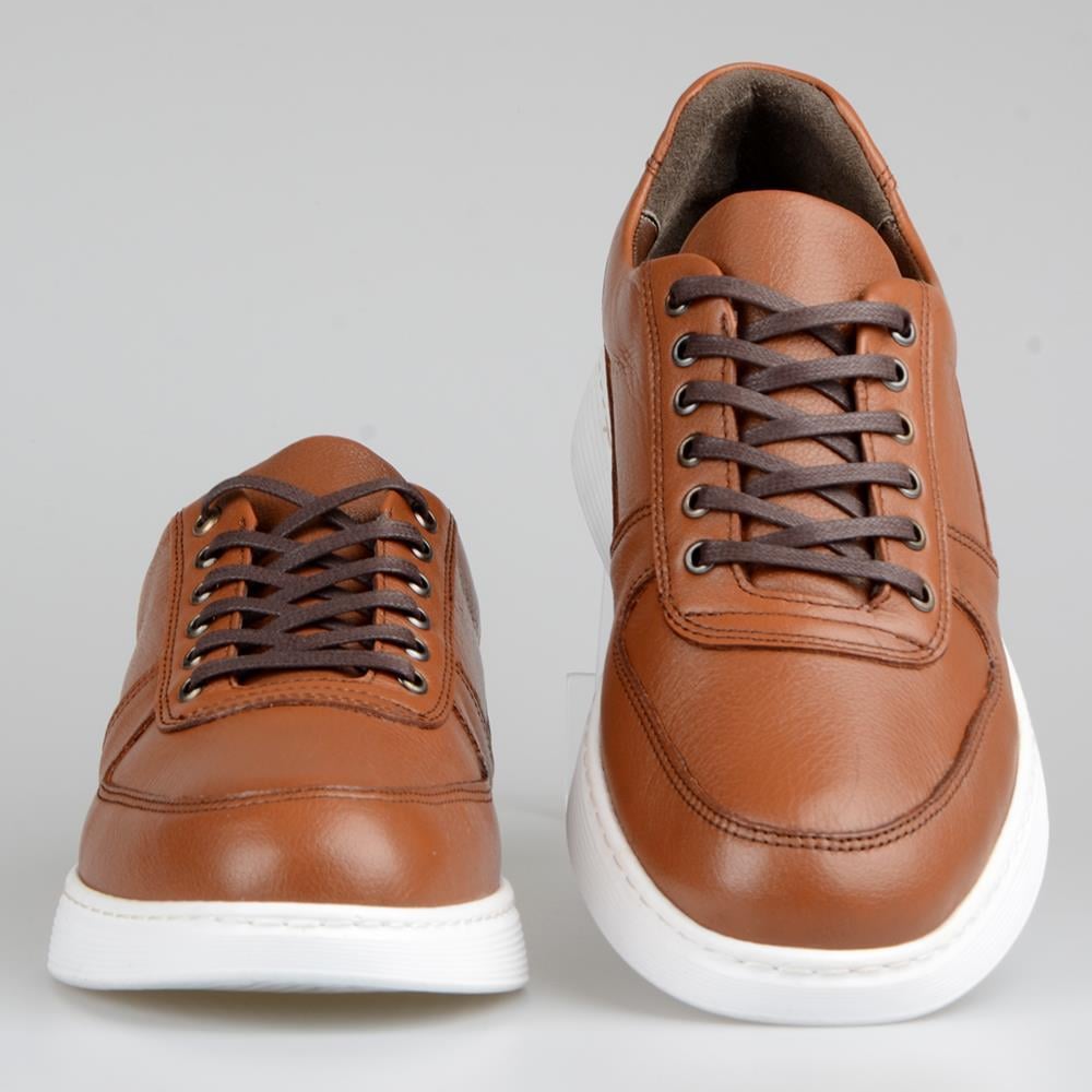 Tan Leather Men's Sneakers Casual Sports Shoes