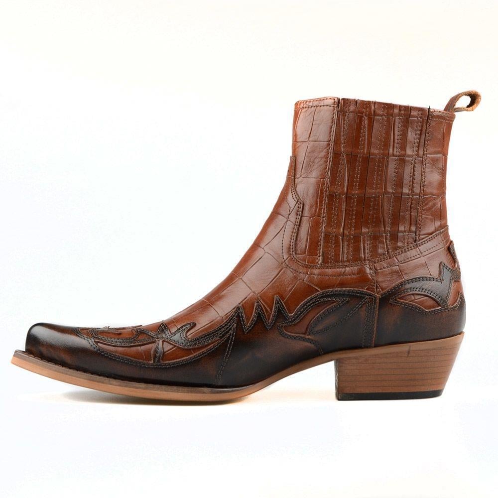 FootCourt Cowboy Ankle Boots Brown