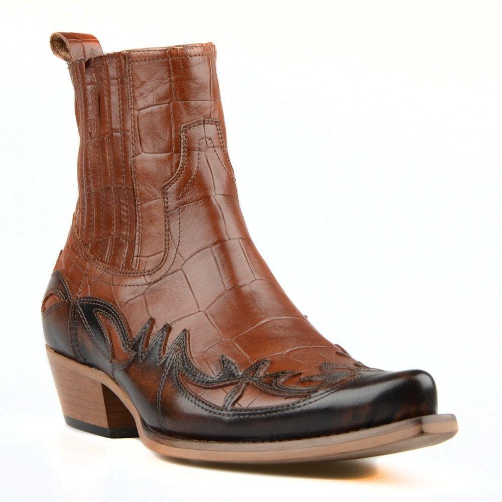 FootCourt Cowboy Ankle Boots Brown