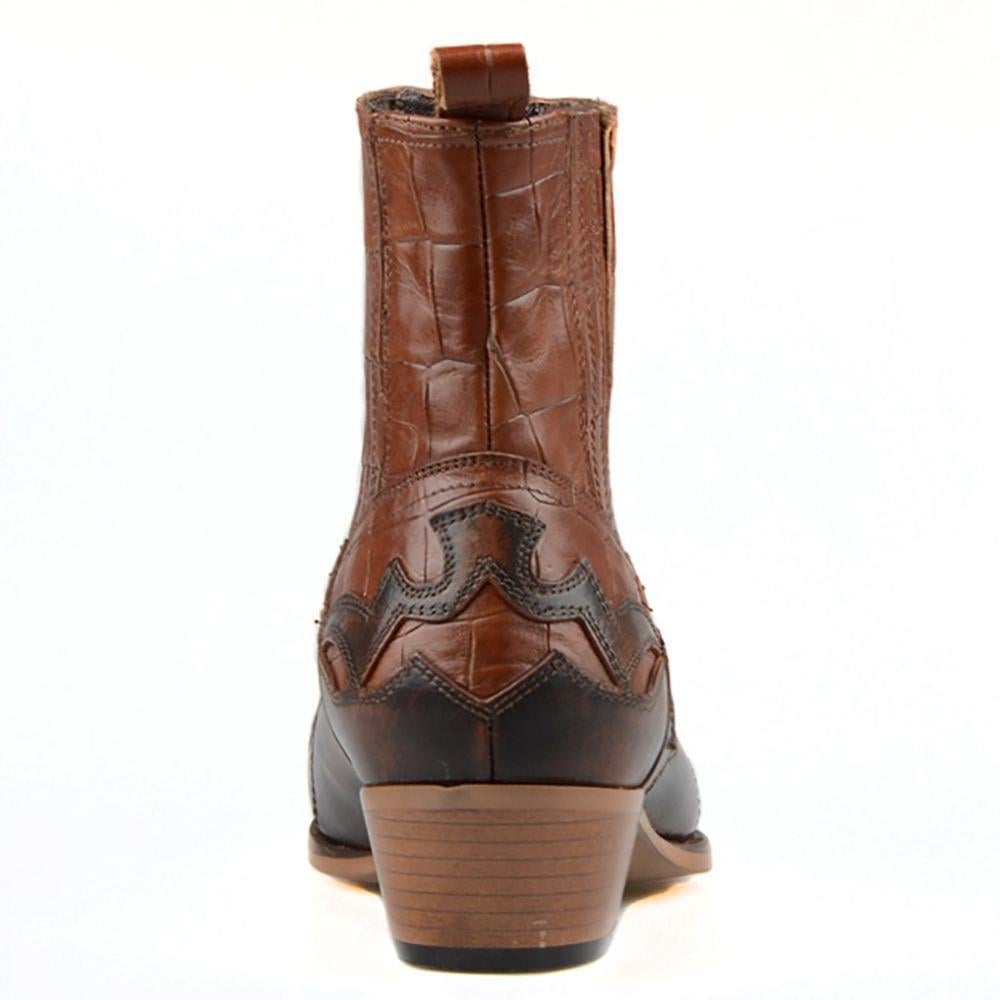 FootCourt Cowboy Ankle Boots Brown