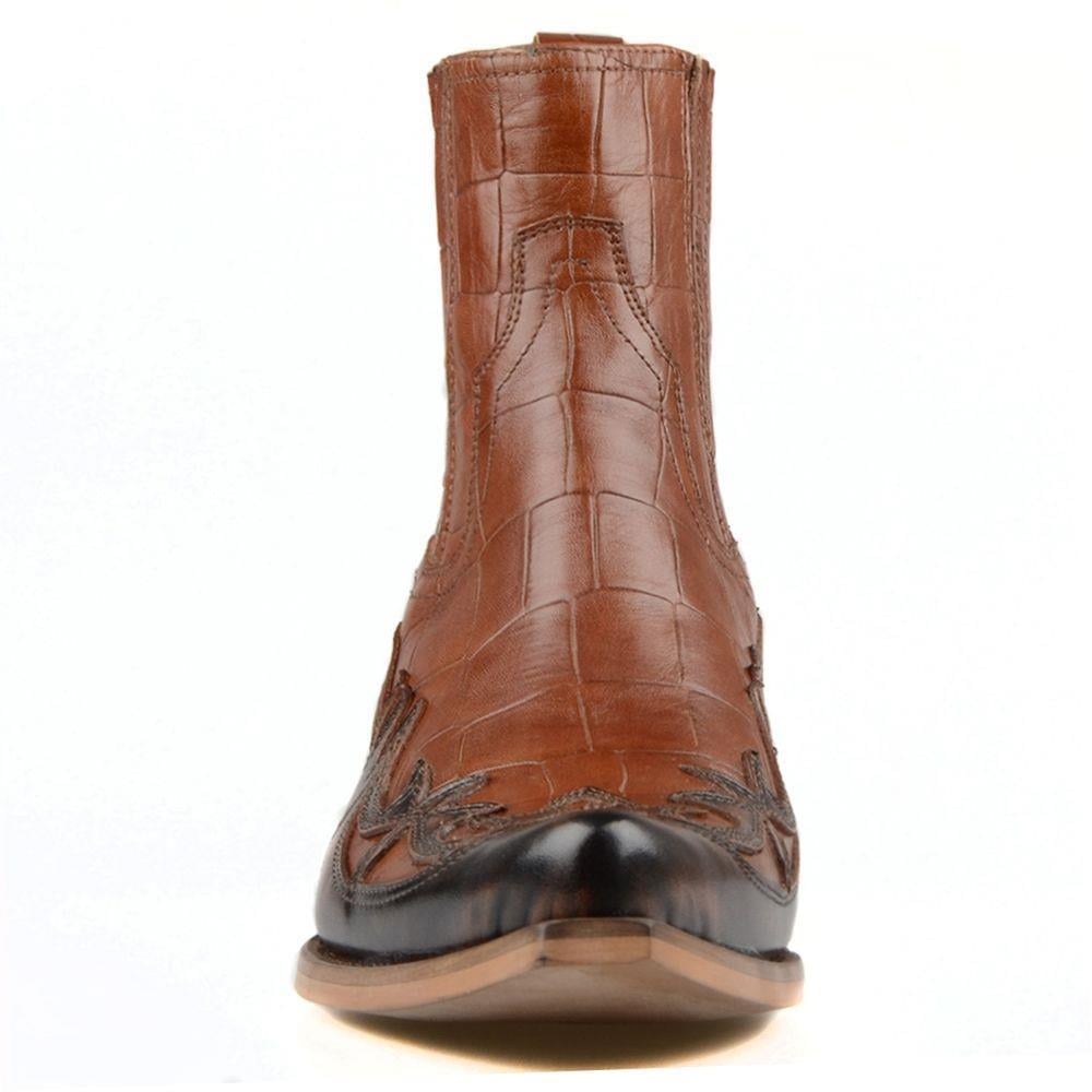 FootCourt Cowboy Ankle Boots Brown
