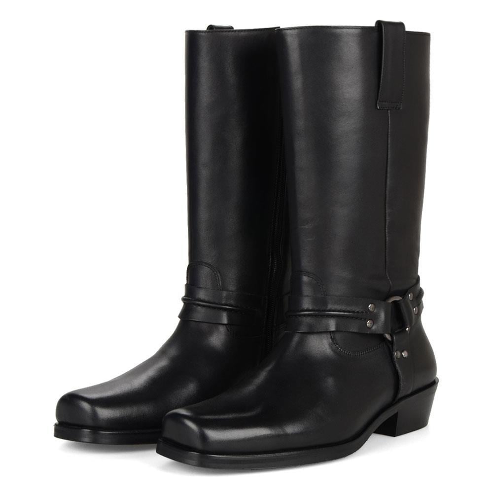 FootCourt Black Biker Boots Black