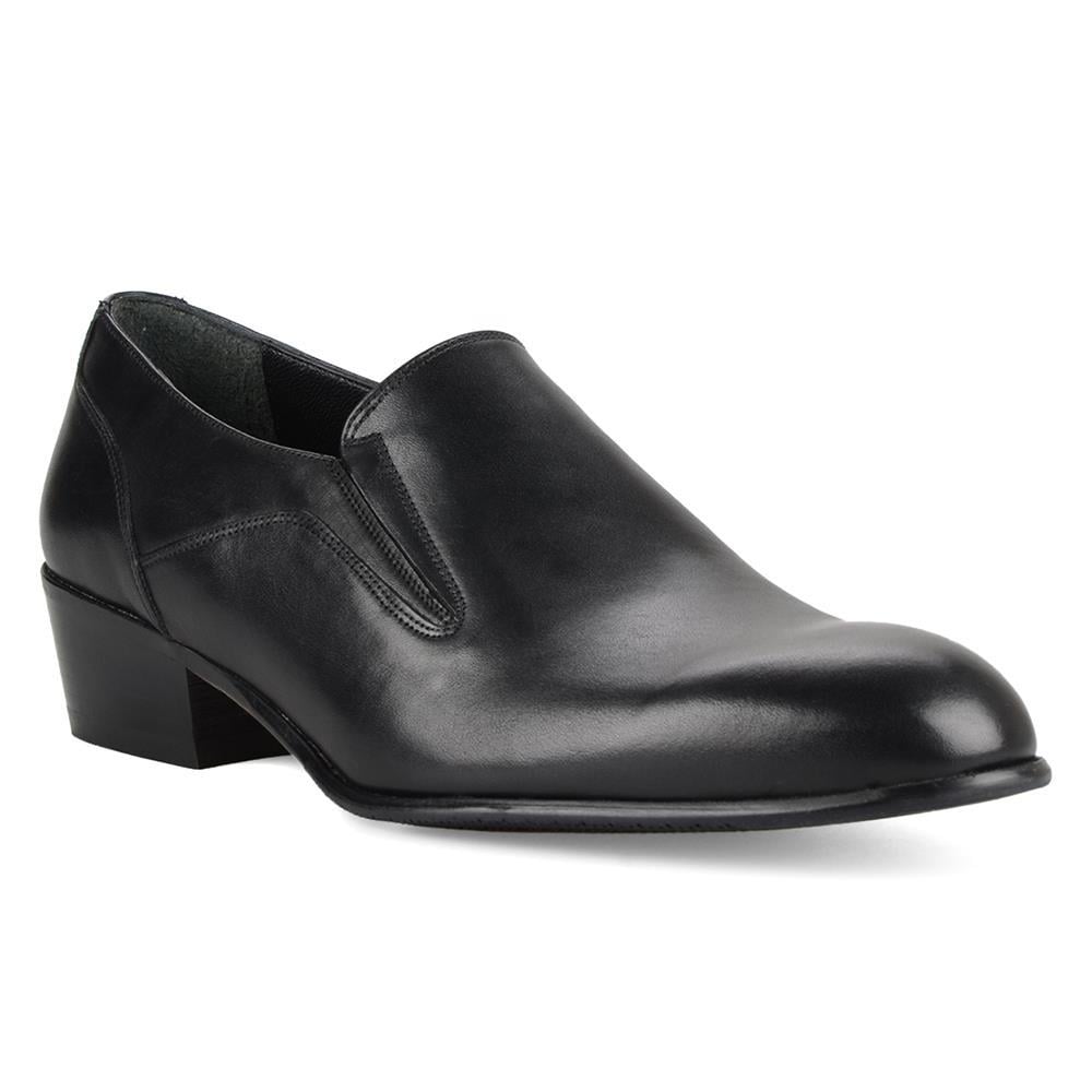 High Heels Men Shoes Black Genuine Leather