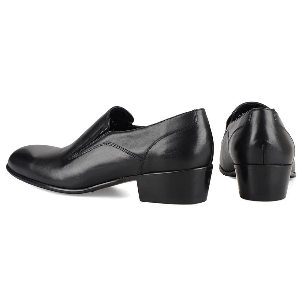 High Heels Men Shoes Black Genuine Leather
