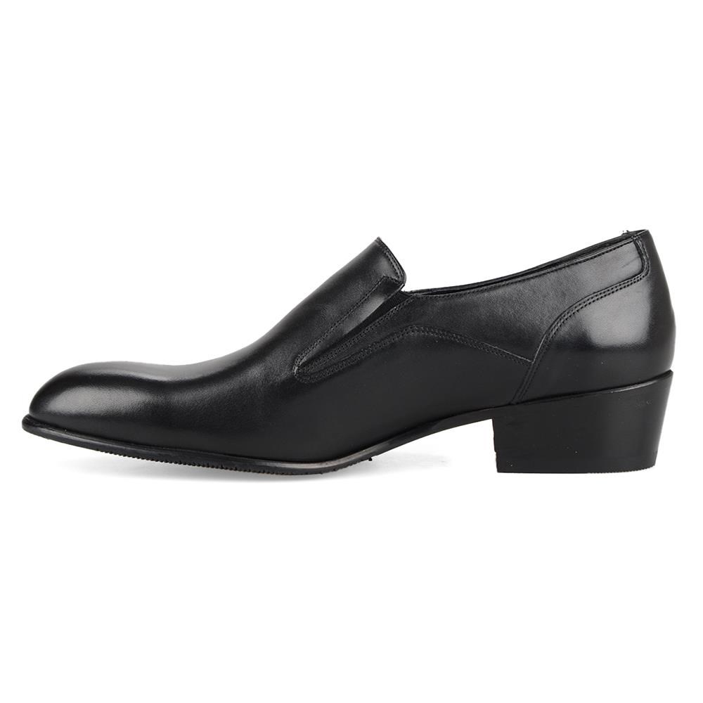High Heels Men Shoes Black Genuine Leather