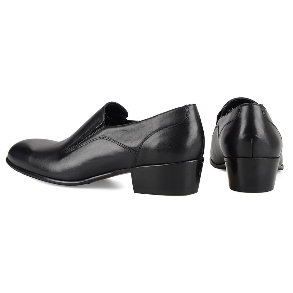 High Heels Men Shoes Black Genuine Leather