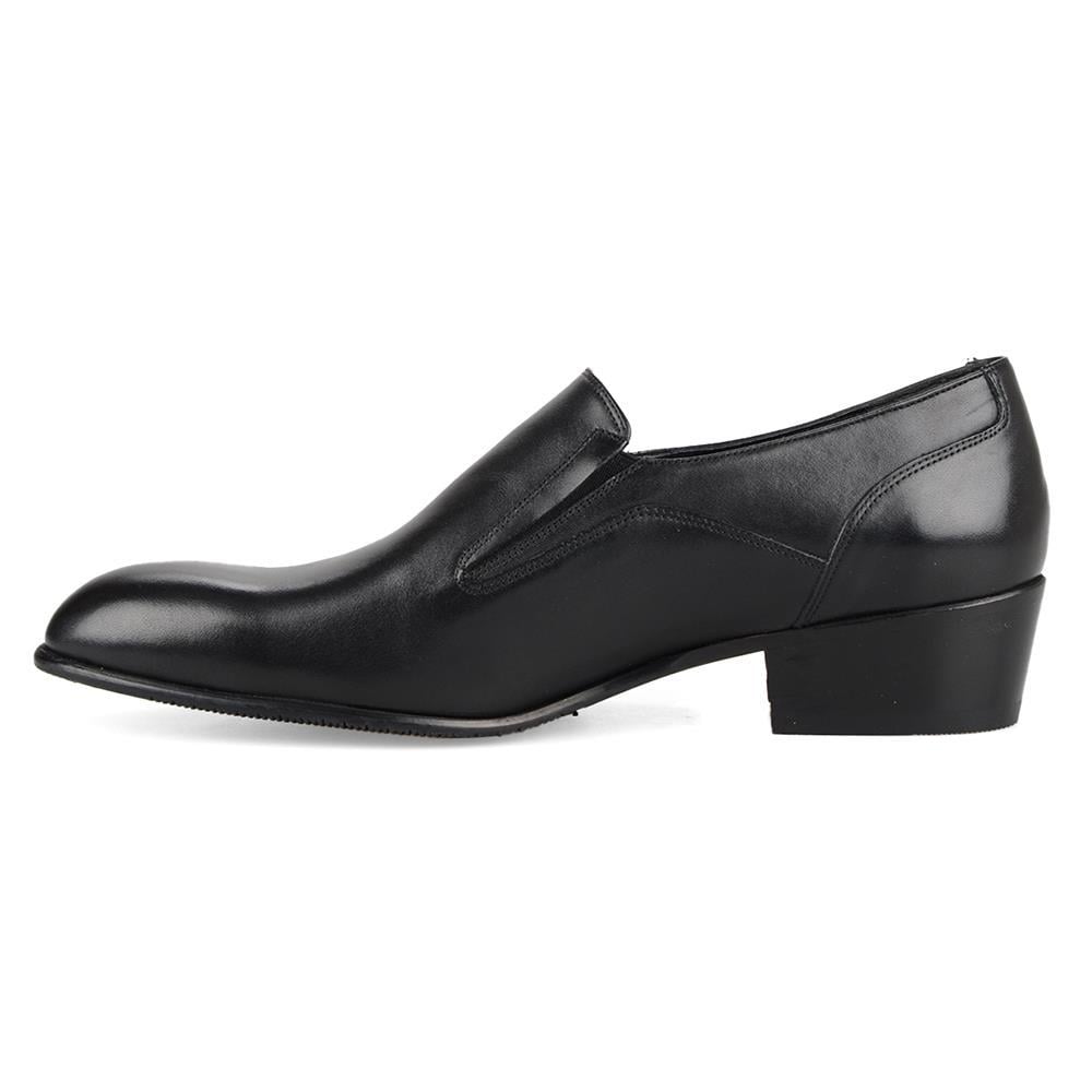 High Heels Men Shoes Black Genuine Leather