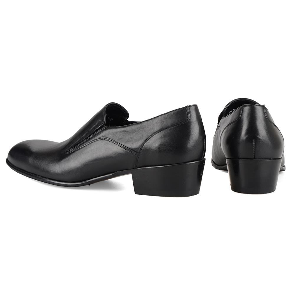 High Heels Men Shoes Black Genuine Leather