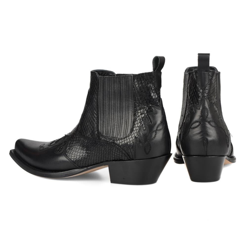 Erkek Siyah Kösele Western Kovboy Botu