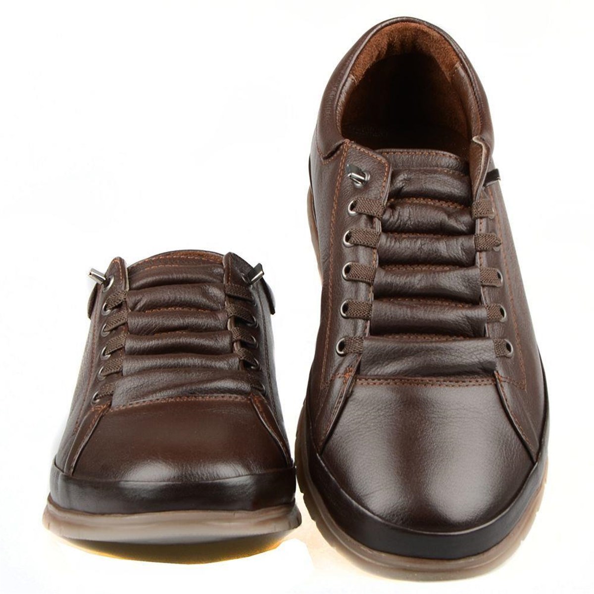 Esnek Kauçuk Tabanlı Günlük Erkek Ayakkabı Kahverengi Deri