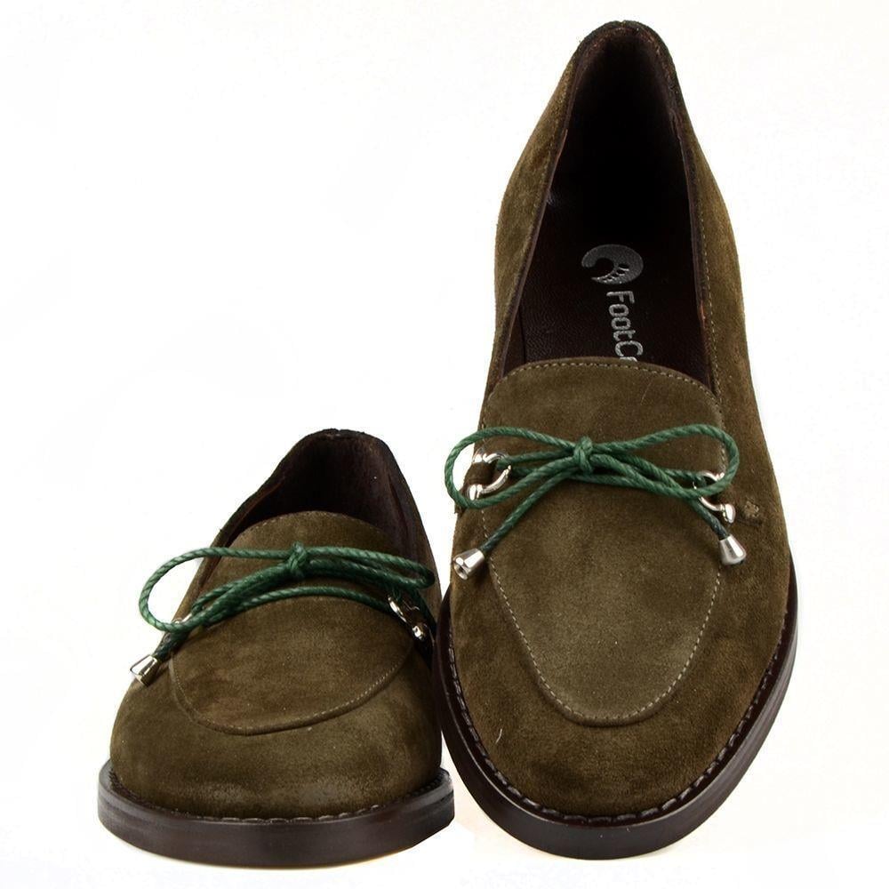 FootCourt Women's Suede Loafers Khaki
