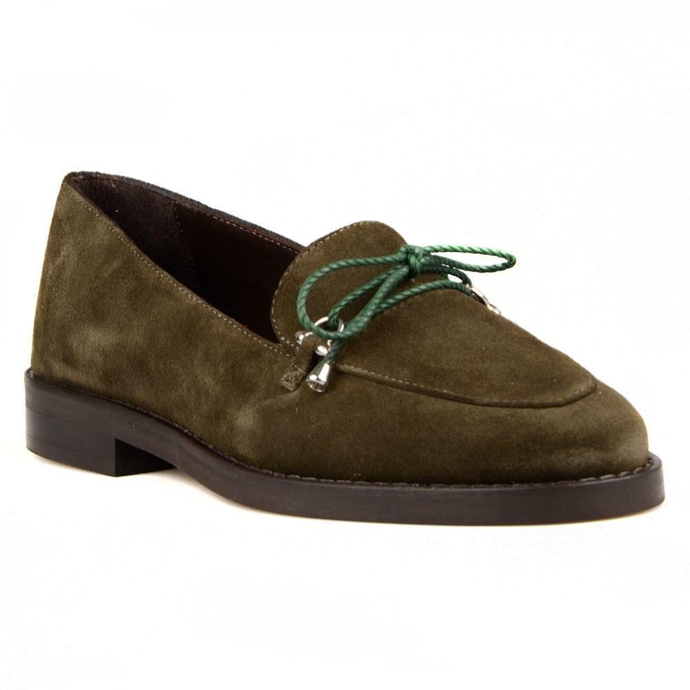 FootCourt Women's Suede Loafers Khaki