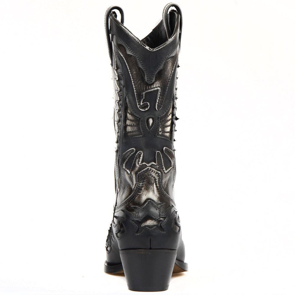 FootCourt Siyah Beyaz Kadın Kovboy Çizme (Buz)
